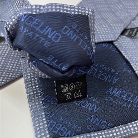 XL Elegant Italian Blue Patterned Silk Tie - Picture 7 of 8